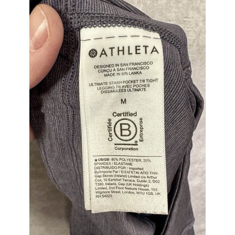 Athleta 7/8 Leggings Womens Medium Ultimate Stash Pocket Heather Blue Pants - Picture 7 of 11